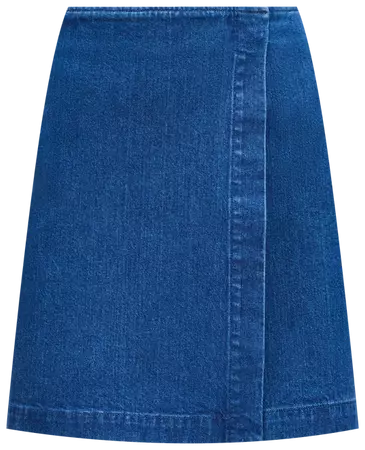 Petite Denim Wrap Skirt in Clean Dark Wash
