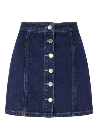 Miss Selfridge Blue Button Detail Denim Skirt