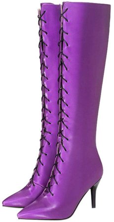 [US$ 55.99] Women's Leatherette Stiletto Heel Pumps Boots Knee High Boots With Lace-up shoes - Venchic $55.99