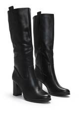 Black Faux Leather Knee High Boot | Long boots | I SAW IT FIRST