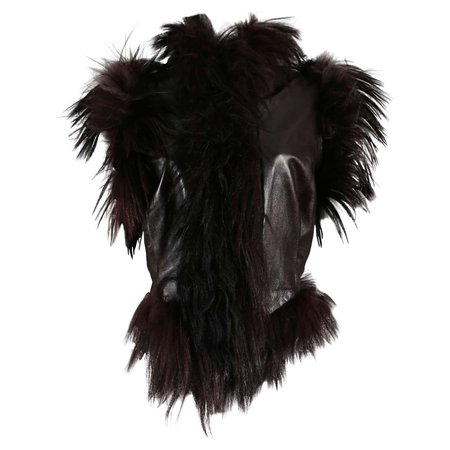 Alexander McQueen, goat hair and leather gillet jacket