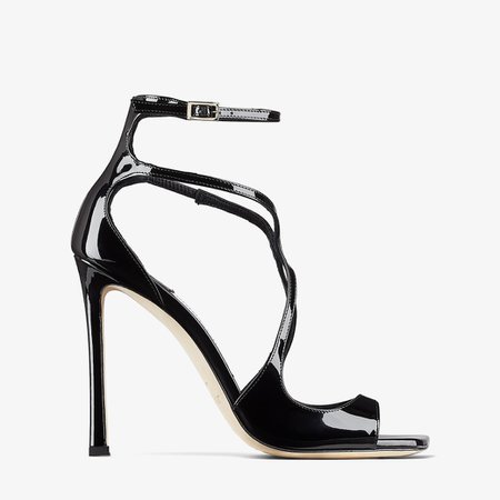Black Patent Leather Sandals | AZIA 110 | Winter 2021 Collection | JIMMY CHOO