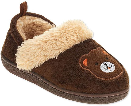 Amazon.com | Toddler Boys Brown Teddy Bear Slippers Loafer House Shoes Small (5-6) | Slippers
