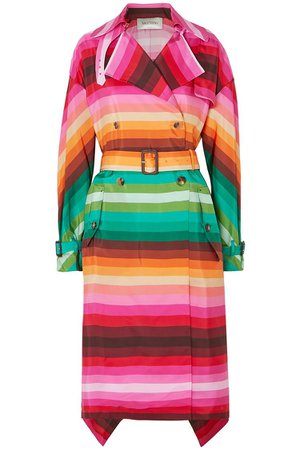 Multicolor Asymmetric striped duchesse silk-satin trench coat | Sale up to 70% off | THE OUTNET | VALENTINO | THE OUTNET