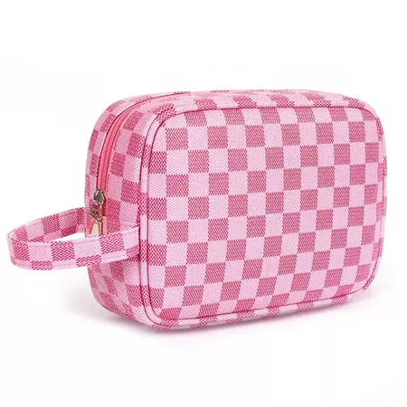 Toiletry Bag for Women, Pink Checkered Cosmetics Makeup Bag and Travel Toiletries Organizer Case for Accessories, Shampoo, Travel Sized Container, Essentials - Walmart.com