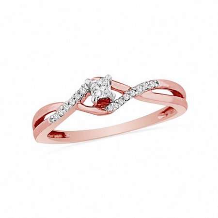 Princess-Cut Diamond Promise Ring in 10K Rose Gold | View All Wedding | Wedding | Peoples Jewellers