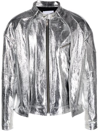 AMBUSH metallic leather bomber jacket - FARFETCH