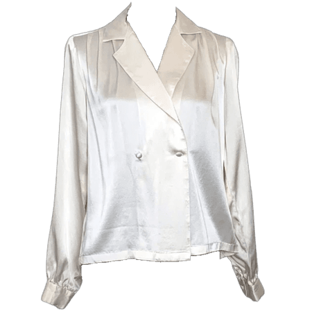VINTAGE 1980's SILK BLOUSE / Warm White Blouse / Ivory Silk Blouse / Vintage Ivory Blouse / Women's Silk Blouse / Silky Blouse / 80's Tops /