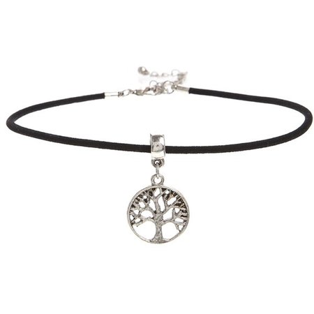 silver and black tree of life necklace
