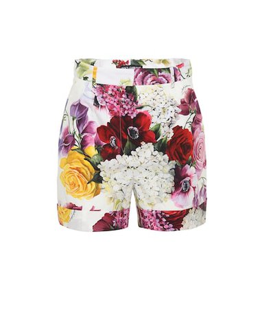 Floral-printed cotton shorts