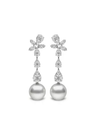 Yoko London Boucles d'oreilles En Or Blanc 18ct Serties De Diamants Et De Perles Des Mers Du Sud - Farfetch