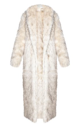 Cream Premium Long Faux Fur Lapel Extreme Maxi Coat | PrettyLittleThing