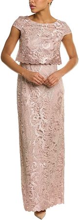 Amazon.com: Adrianna Papell Embroidered Lace Long Pop Over Mob Column Gown : Clothing, Shoes & Jewelry