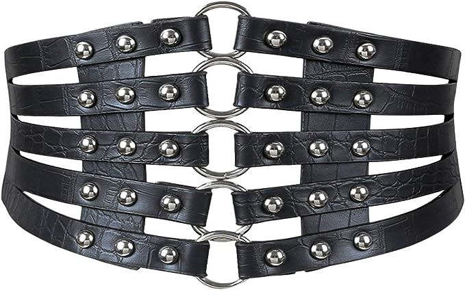 U Scinan Hollow Out Rivets Cinch Belt Tied Corset Elastic Wide Waist Belt Underbust Waistband Mother's Day Gift at Amazon Women’s Clothing store