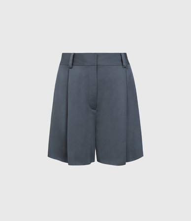 ALLSAINTS UK: Womens Rafaella High-Rise Shorts (blue)