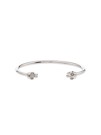 Silver Alexander McQueen Thin Twin Skull bracelet 553652J160I - Farfetch
