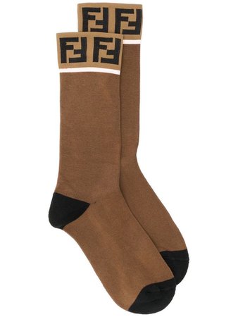 FENDI Fendi Ff Logo Socks - Brown