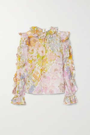 Zimmermann | Super Eight ruffled floral-print cotton and silk-blend voile top | NET-A-PORTER.COM