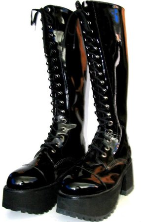 Muro Knee High Lace Up Platform Boots Vintage Mens Black | Etsy