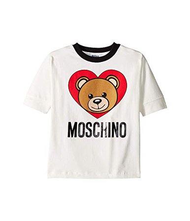 Moschino Kids Short Sleeve Teddy Bear Heart Logo T-Shirt (Little Kids/Big Kids) at Zappos.com