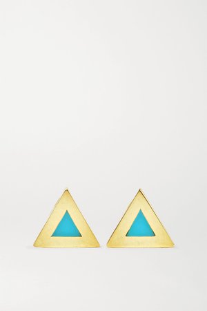 Gold Mini Triangle 18-karat gold turquoise earrings | Jennifer Meyer | NET-A-PORTER
