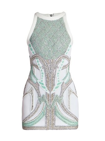 Shop Balmain Sleeveless Bead-Embroidered Minidress | Saks Fifth Avenue