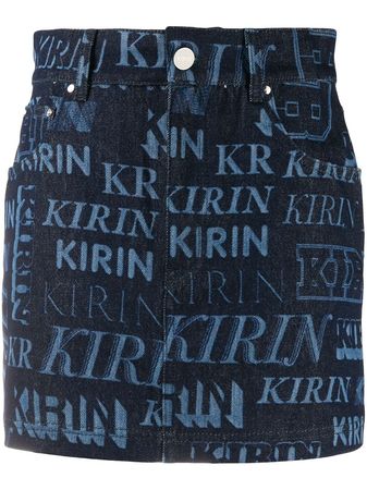 blue Kirin printed logo denim skirt - Farfetch