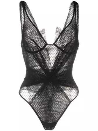 Elisabetta Franchi lace-appliqué Tulle Bodysuit - Farfetch