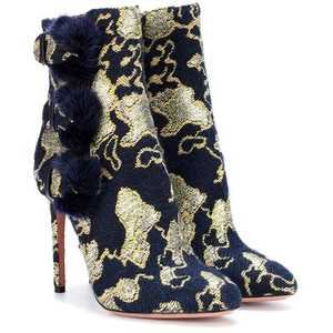 Sinatra 105 fur-trimmed brocade ankle boots