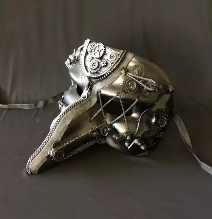 Men's Steampunk Long Nose Mask Silver and Black - Etsy