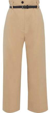 Cropped Belted Wool-blend Straight-leg Pants