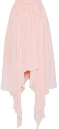 Asymmetric Silk-chiffon Midi Skirt