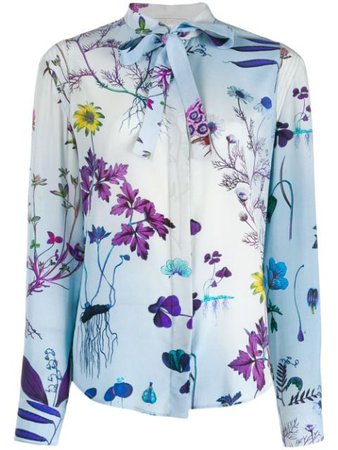 Blue Stella Mccartney Floral-Print Blouse | Farfetch.com