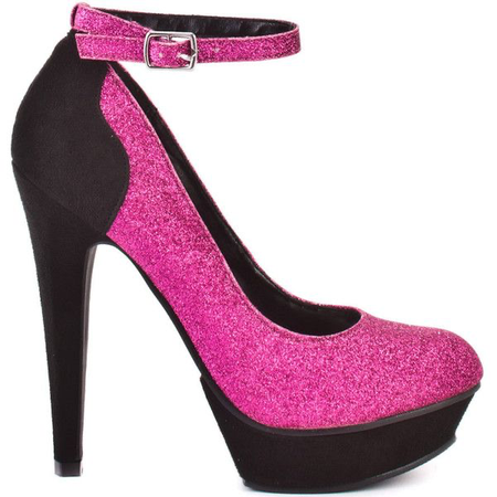 Pink and Black Sequin Glitter Heels