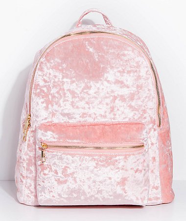 Crushed Velvet Light Pink Backpack | Zumiez