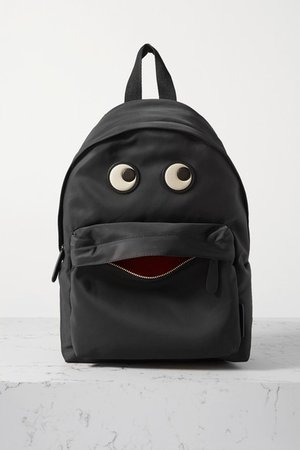 Eyes Leather-trimmed Shell Backpack - Black