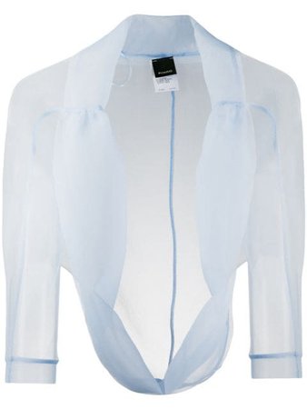 Pinko Sheer Cropped Jacket 1B20677980 Blue | Farfetch