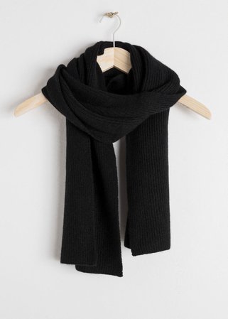 Ribbed Cashmere Scarf - Black - Scarves - & Other Stories