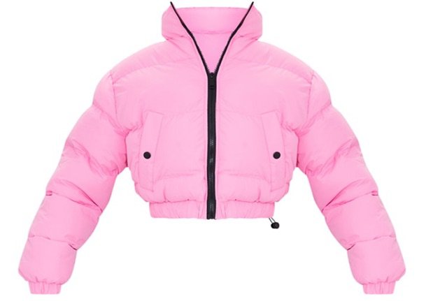 cropped pink puffer coat