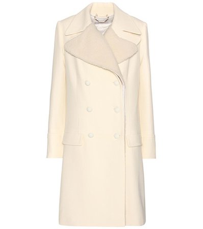 Wool crêpe coat with optional shearling vest