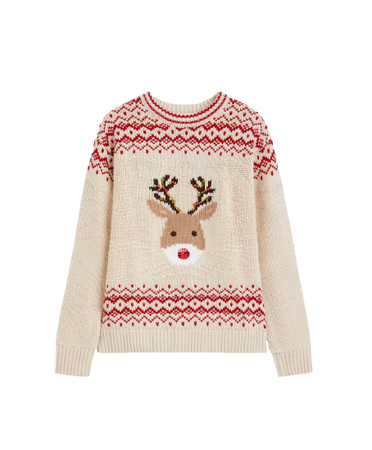 OYSHO Jacquard-Knit Reindeer Jumper