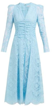 Annalee Cotton Blend Chantilly Lace Gown - Womens - Blue