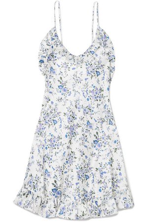 Les Rêveries | Ruffled floral-print silk-satin mini dress | NET-A-PORTER.COM
