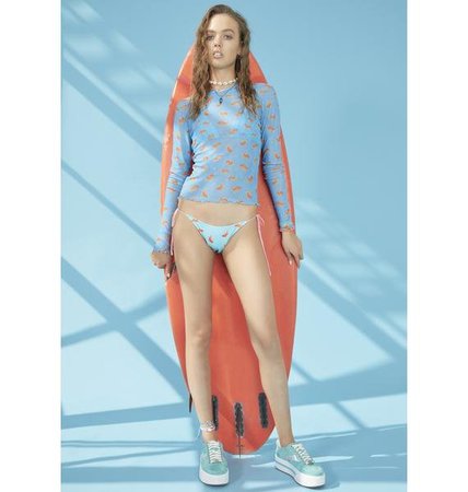 Delia's Goldfish Ocean Print Mesh Top - Blue Orange | Dolls Kill