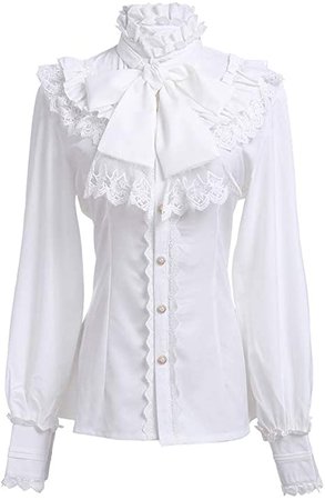 Victorian Blouse Womens Gothic Lolita Shirt Vintage Long Sleeve Lotus Ruffle Tops at Amazon Women’s Clothing store