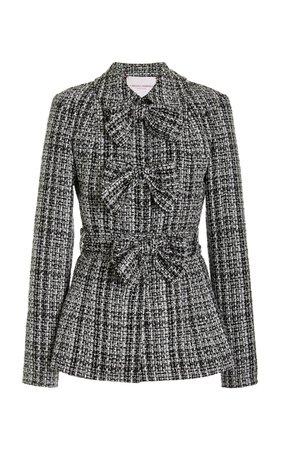 Bow-Detailed Pleated Cotton-Blend Jacket By Carolina Herrera | Moda Operandi