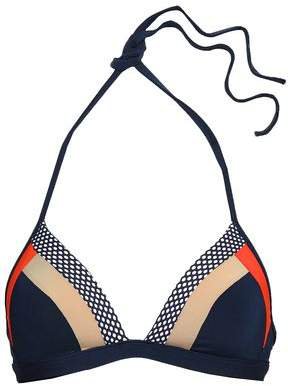 Ultraluxe Mesh-trimmed Color-block Triangle Bikini Top