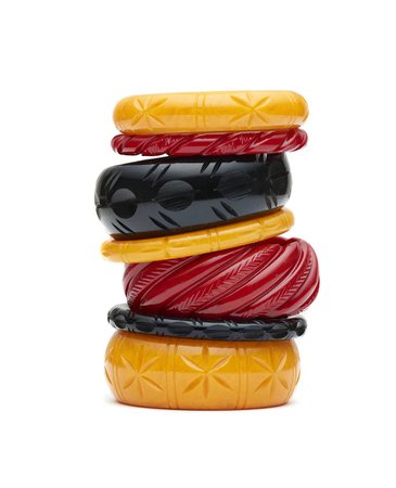 black, yellow and red bangles