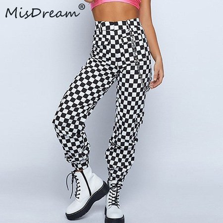 MisDream Plaid Zipper Checkered Trousers Women Autumn Casual Slim Pockets Loose Pants Black White Sexy Streetwear Womens Pants-in Pants & Capris from Women's Clothing on Aliexpress.com | Alibaba Group