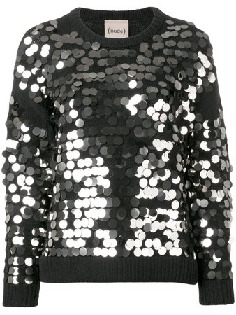 Shop black Nude sequin embroidered sweater with Express Delivery - Farfetch